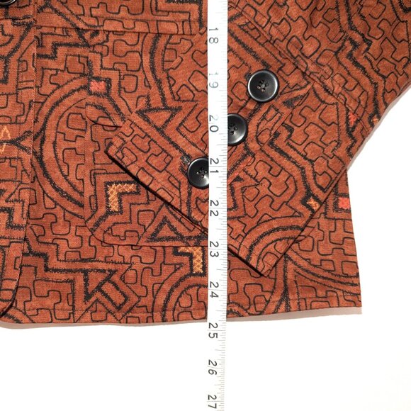 Peruvian Connection | Art-to-Wear Tribal Blazer Jacket Rust Orange Brown | Small - Picture 12 of 16